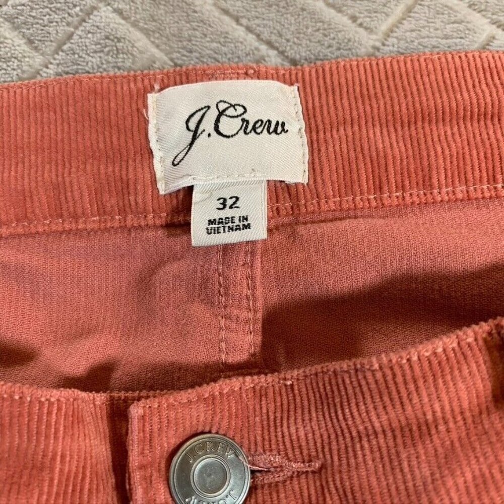 J Crew Womens 32 Corduroy Jeans Coral Orange Slim Straight High Rise Stretch - Picture 5 of 13